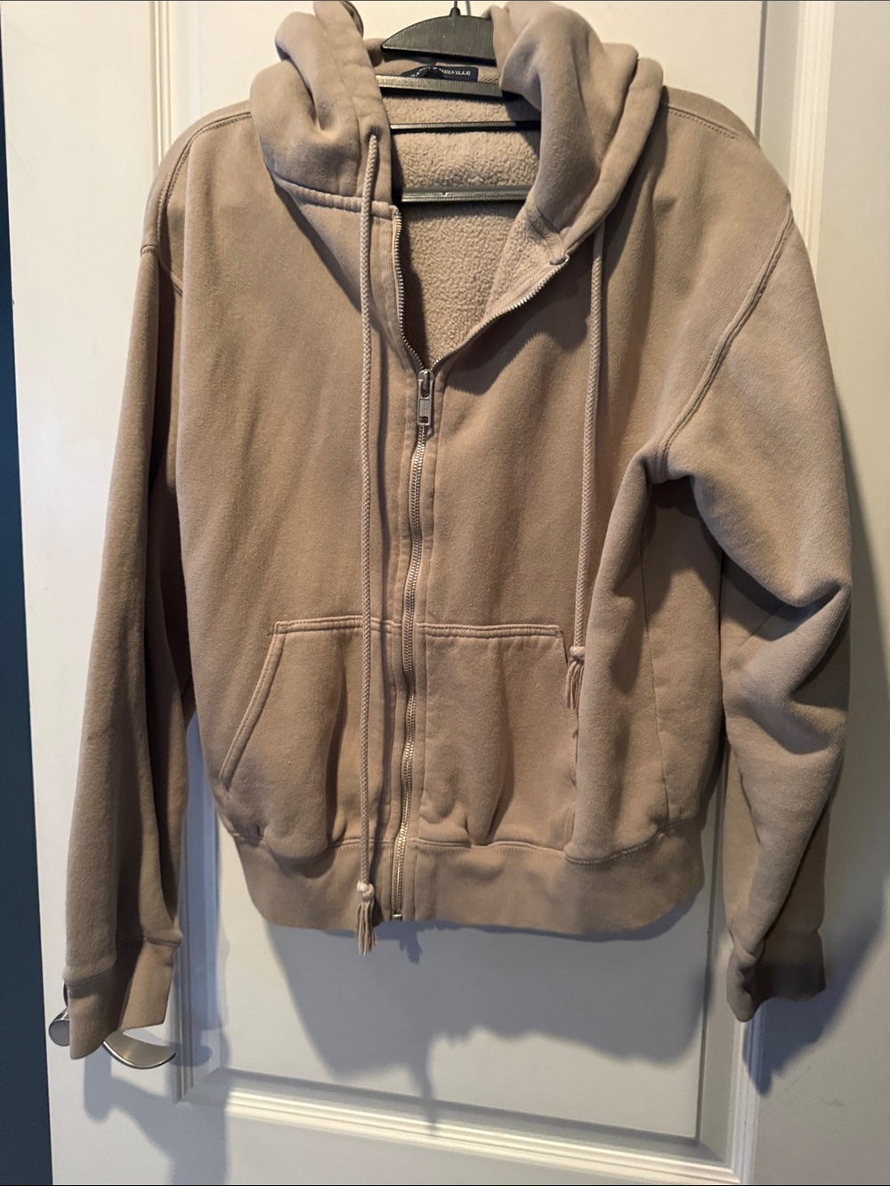 Brandy Melville Beige/Taupe Zip-Up Hoodie